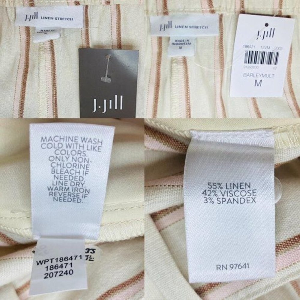 J. jill Linen Wide Leg Pants Culottes in Barleymult Color Linen Blend Medium NWT - Picture 8 of 14